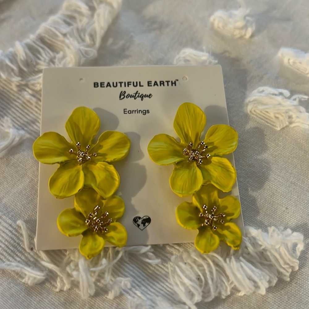 Yellow floral statement earrings